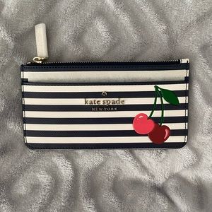 Kate Spade Bing Large Slim Striped Cherry Card Holder